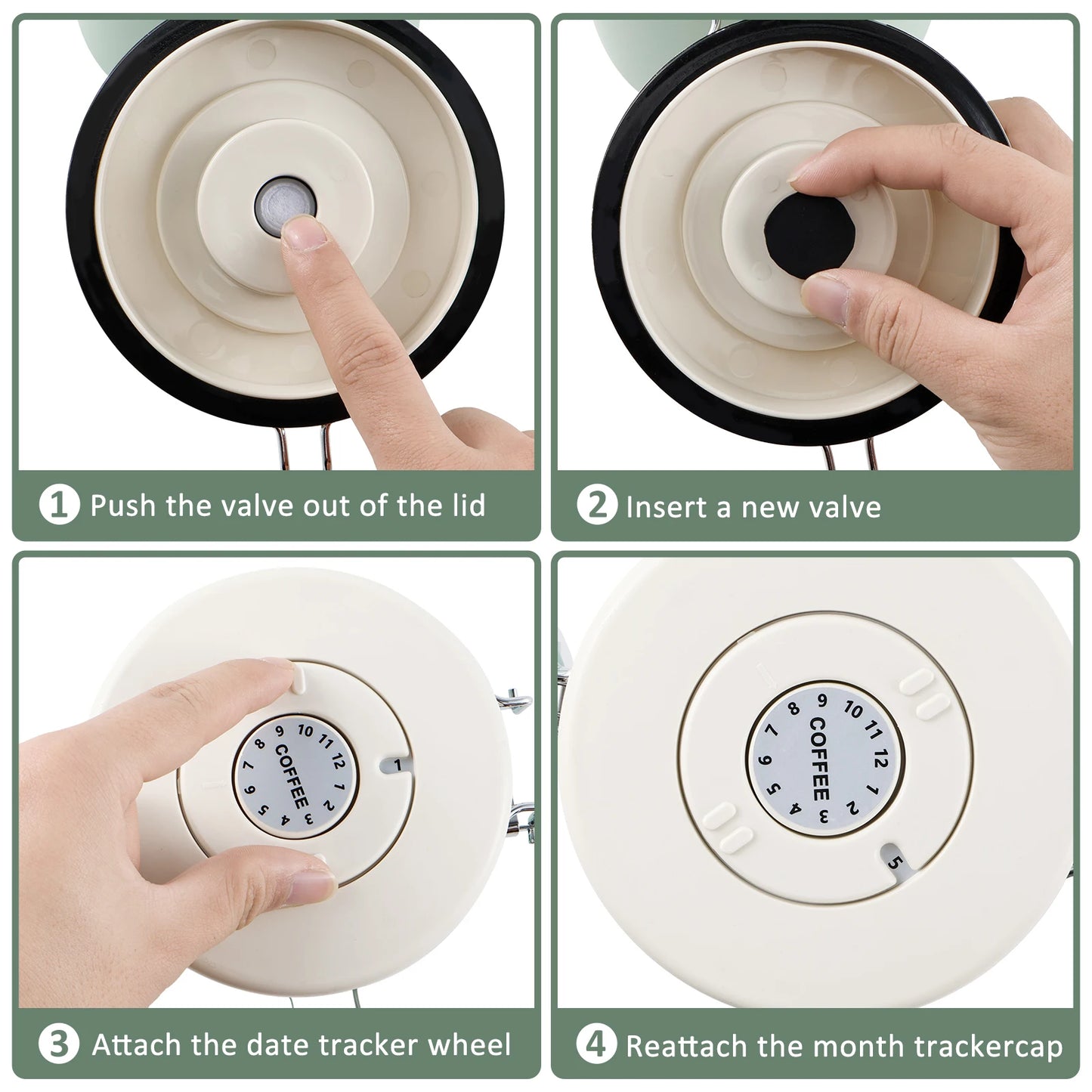 Green Container with Scoop for Coffee Storage