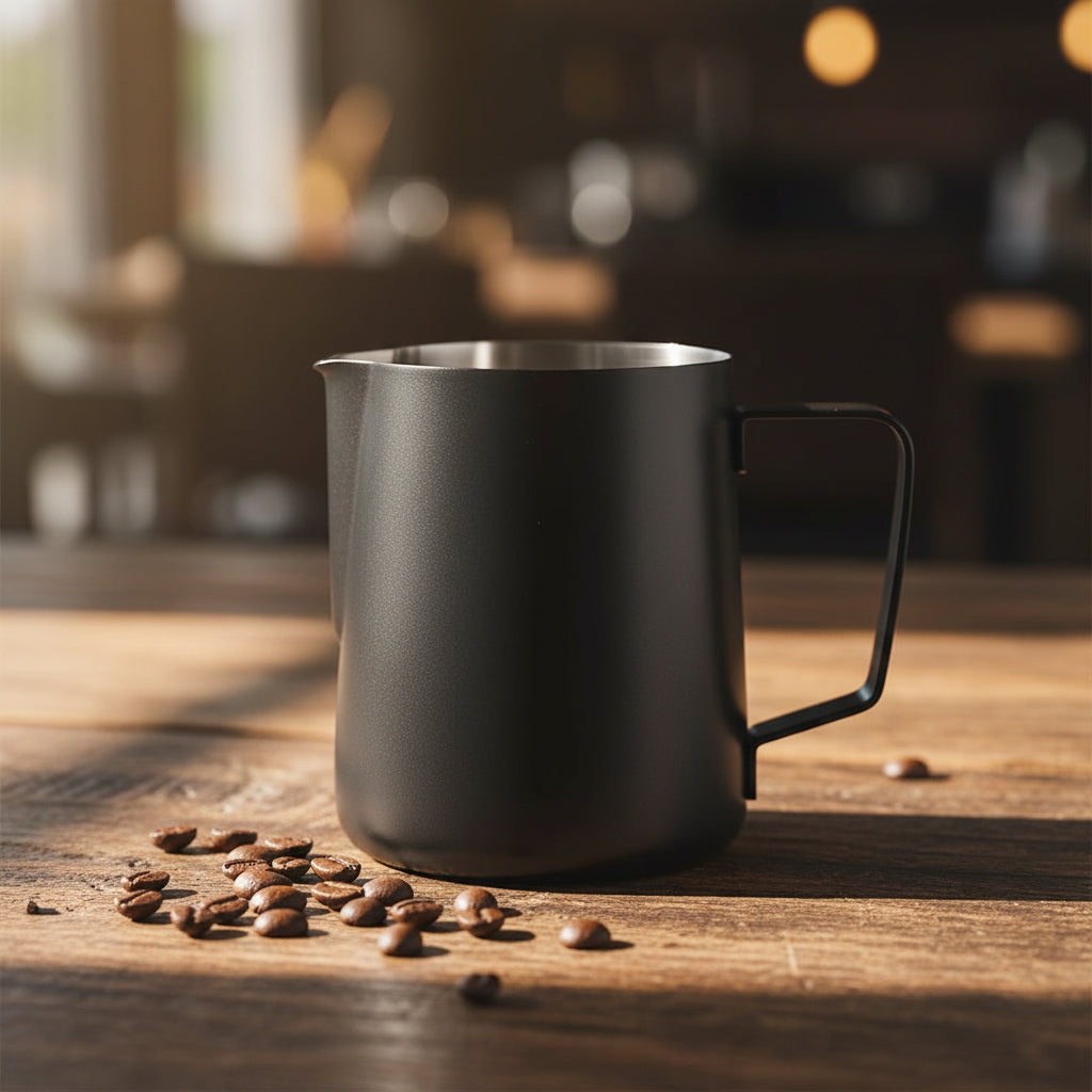 Matte black stainless steel milk pitcher