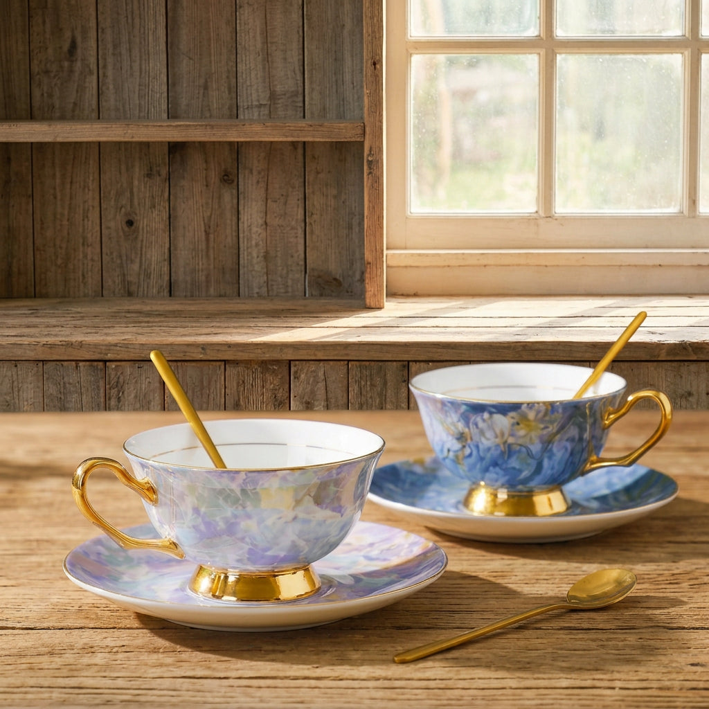 Dream Blue bone china 2-service coffee set