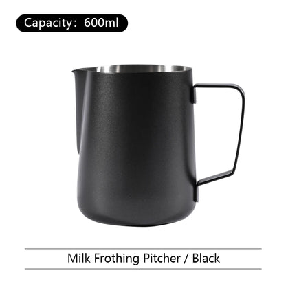 Black Stainless Steel Milk Frothing Pitcher – 350 ml / 600 ml