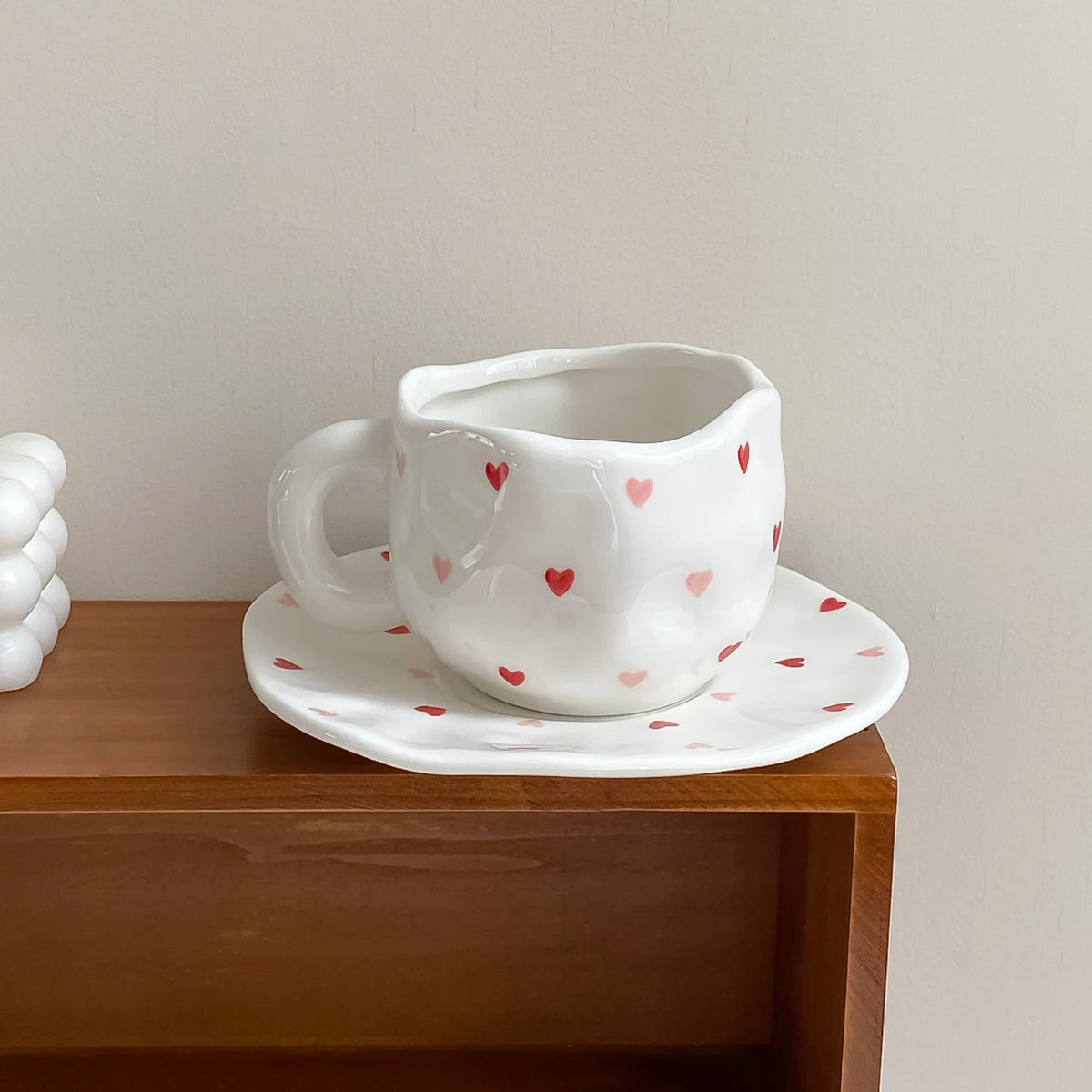 Hand-painted porcelain coffee cup with saucer, 280 ml