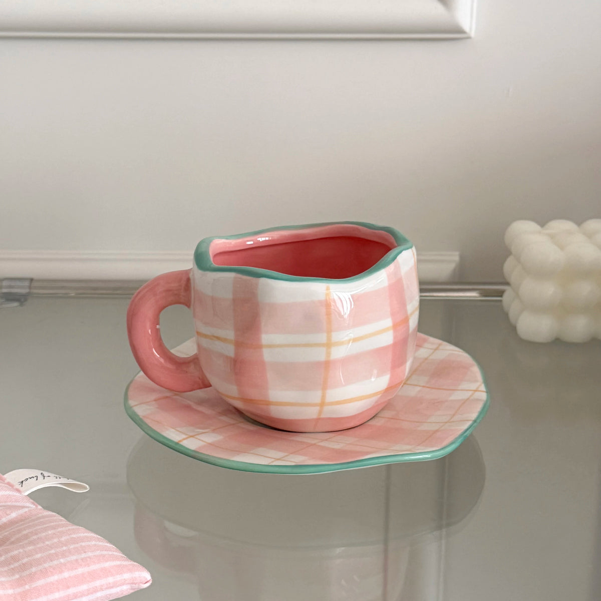 Hand-painted porcelain coffee cup with saucer, 280 ml