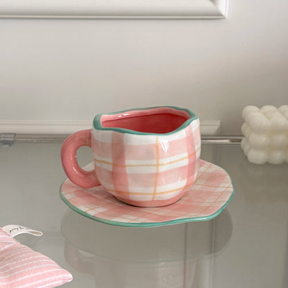 Hand-painted porcelain coffee cup with saucer, 280 ml
