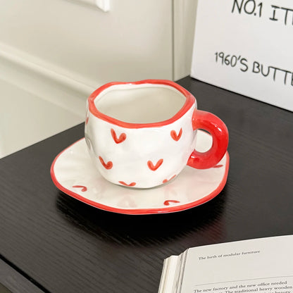 Hand-painted porcelain coffee cup with saucer, 280 ml
