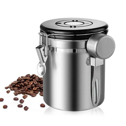 Stainless Steel Container with Scoop for Coffee Storage