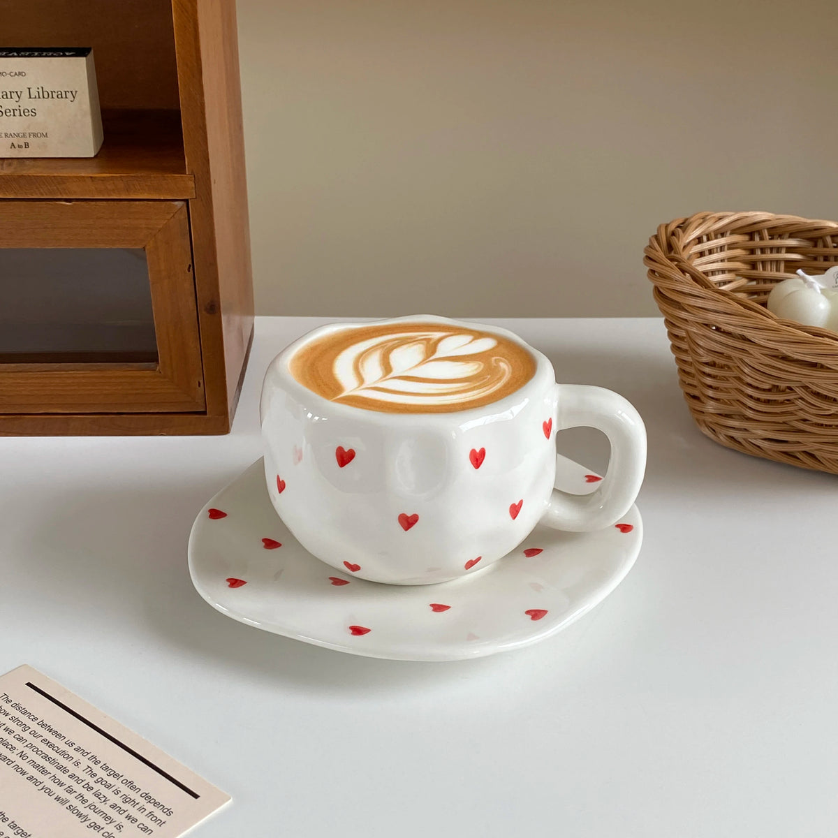 Hand-painted porcelain coffee cup with saucer, 280 ml