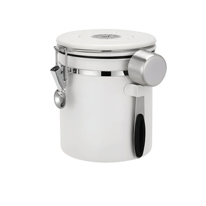 White Container with Scoop for Coffee Storage