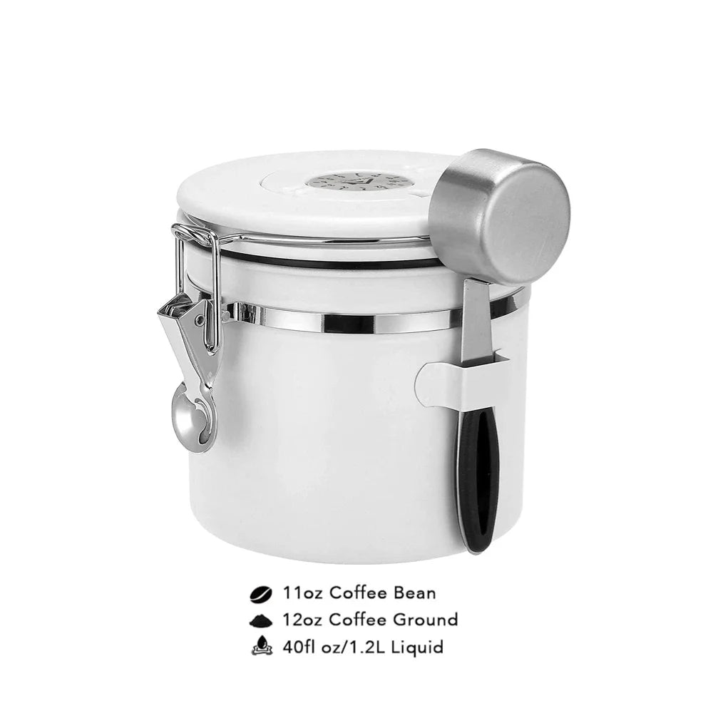 White Container with Scoop for Coffee Storage