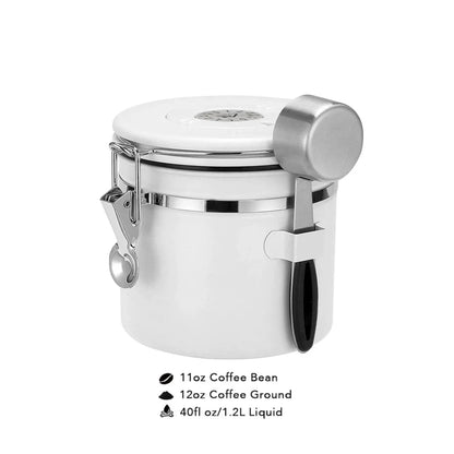 White Container with Scoop for Coffee Storage