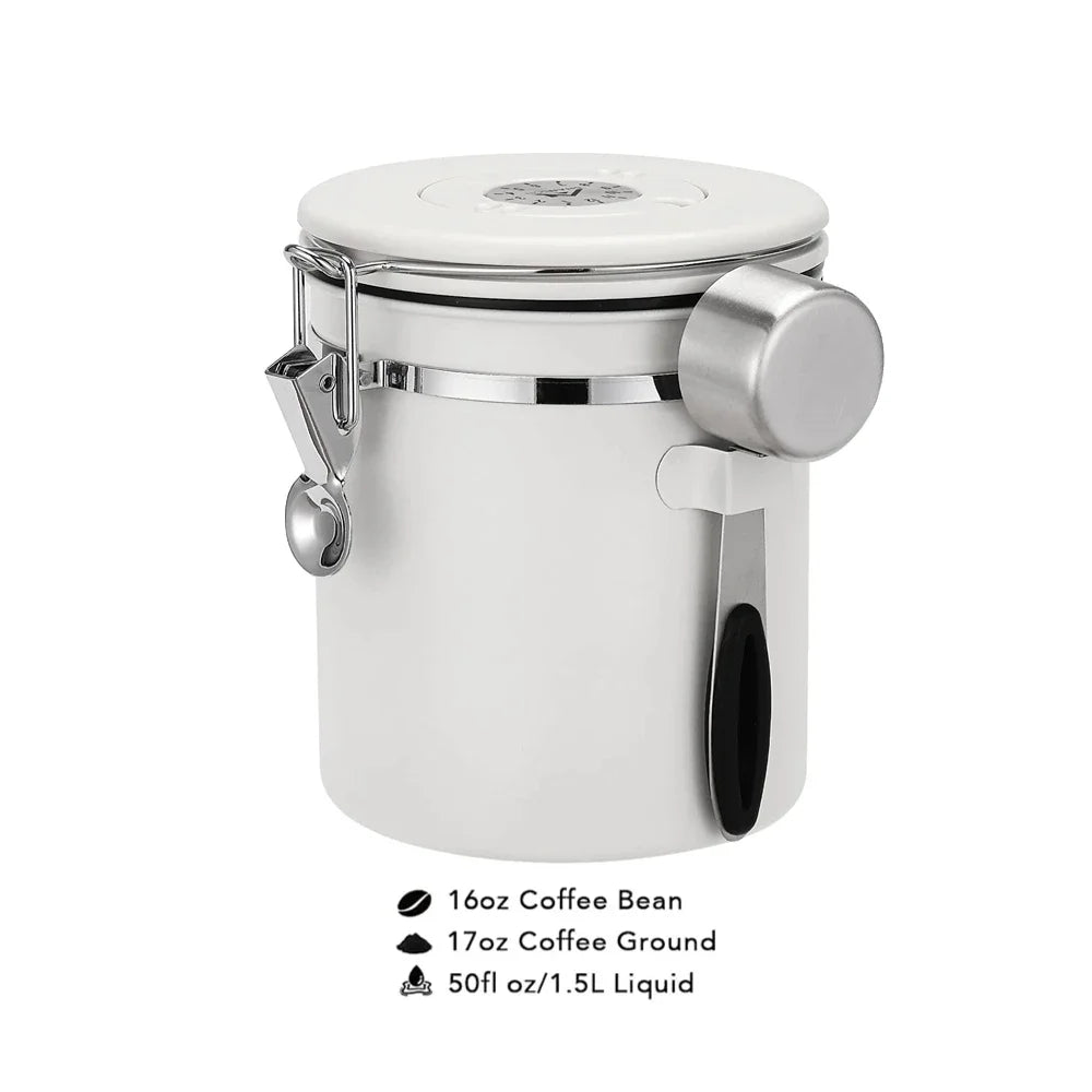 White Container with Scoop for Coffee Storage