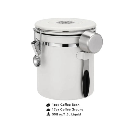 White Container with Scoop for Coffee Storage