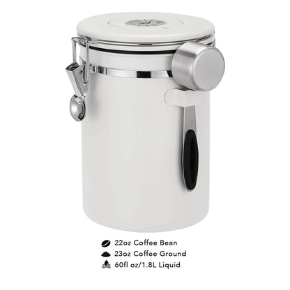 White Container with Scoop for Coffee Storage