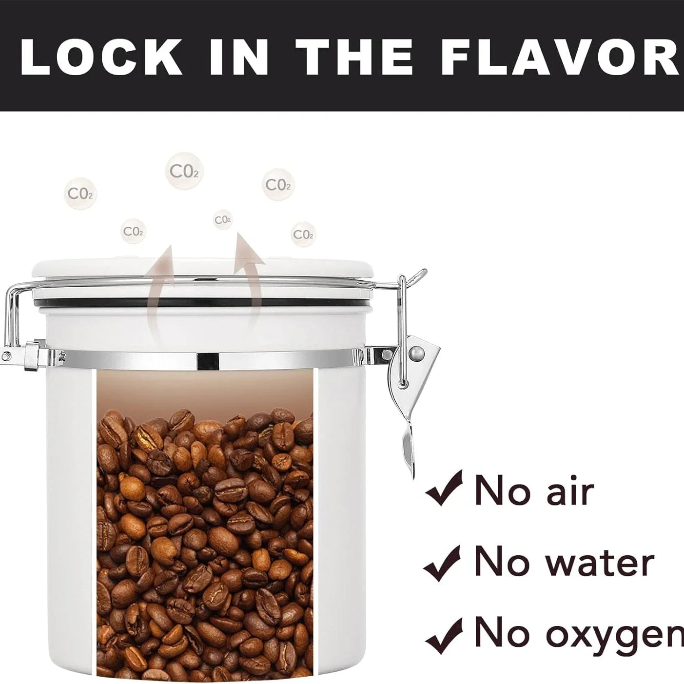 White Container with Scoop for Coffee Storage