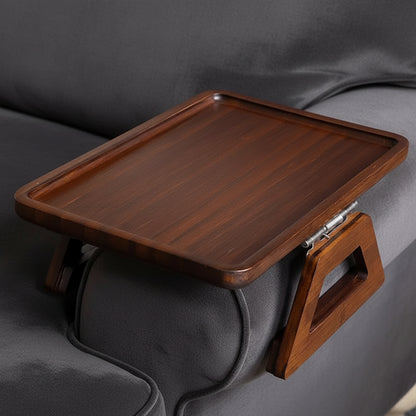 Wooden tray table on a sofa