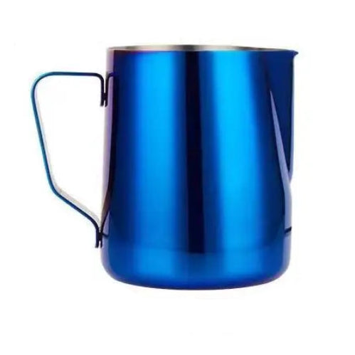 Blue milk pitcher on a white background