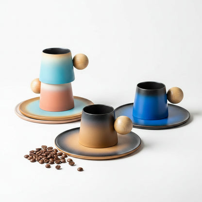 Jupiter coffee cups with gradient colors on a neutral background