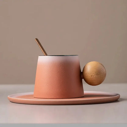 Ceramic Coffee Cup & Saucer Set (4 Colors)