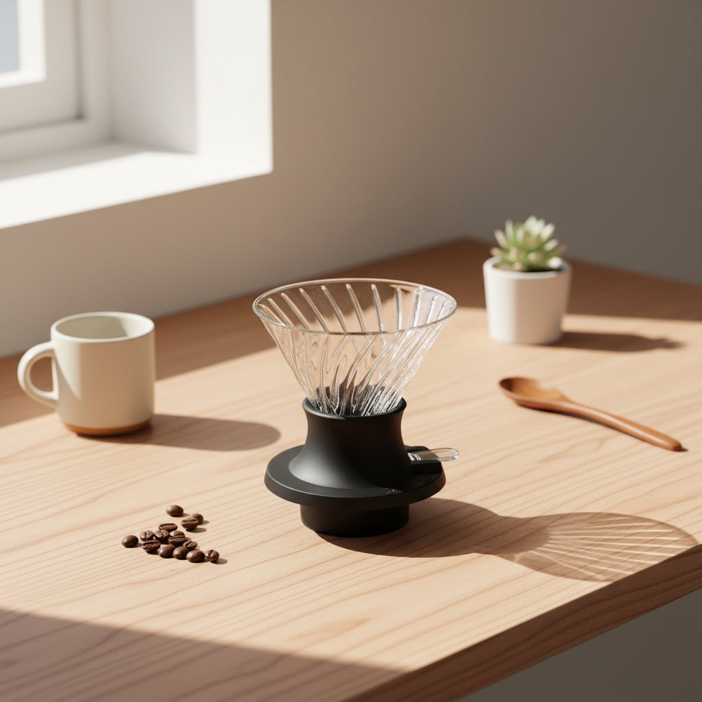 Clear glass coffee dripper