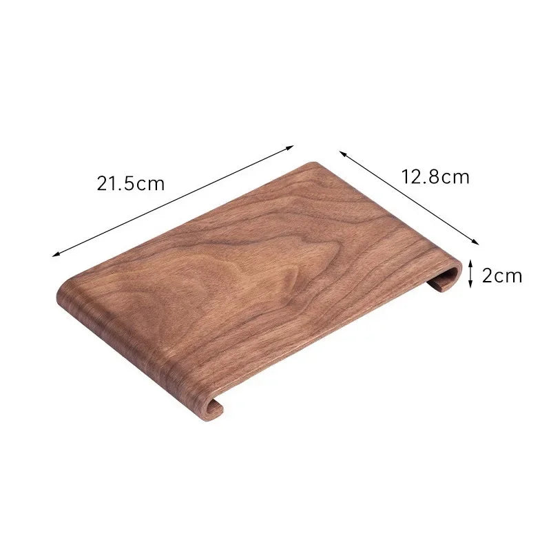 Wooden cutting board with dimensions labeled on a white background