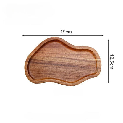 Wooden tray with dimensions labeled on a white background