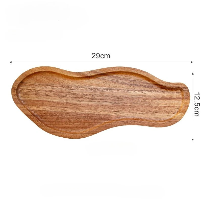 Wooden tray with dimensions on a white background