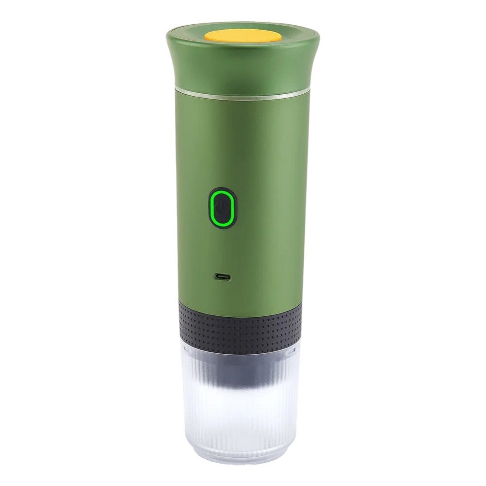 Green portable light on a white background