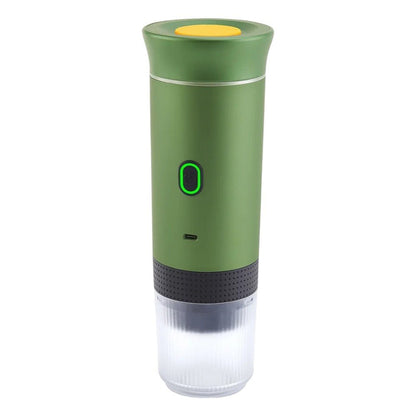 Green portable light on a white background