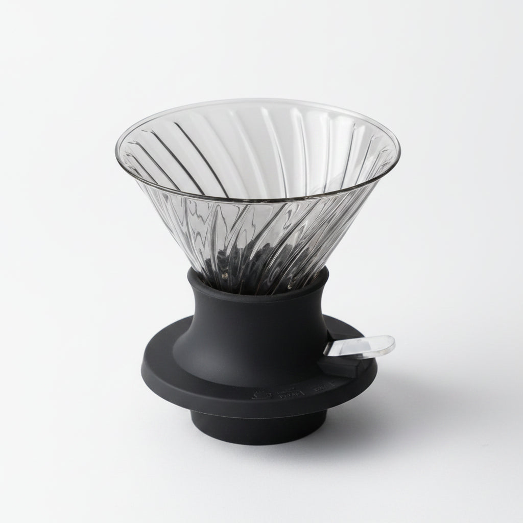 Black and silver coffee dripper