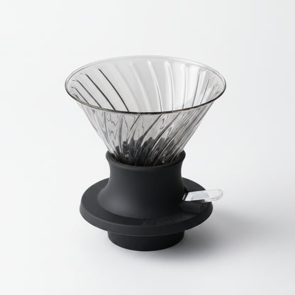 Black and silver coffee dripper