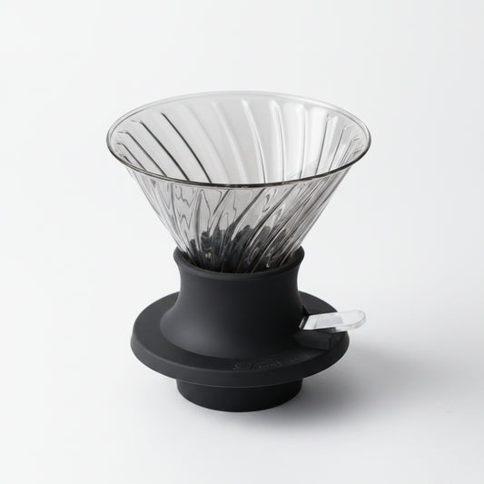 Black and silver coffee dripper