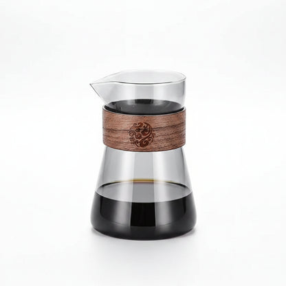 Glass coffee maker with wooden band