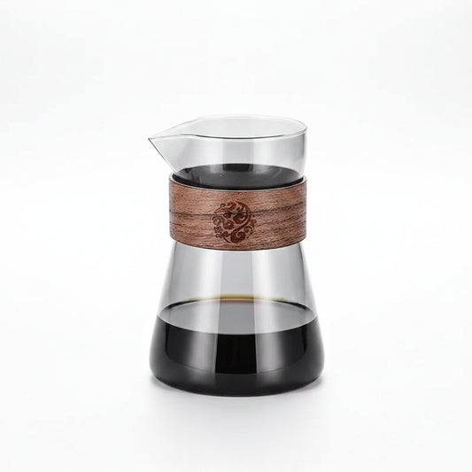 Glass coffee maker with wooden band
