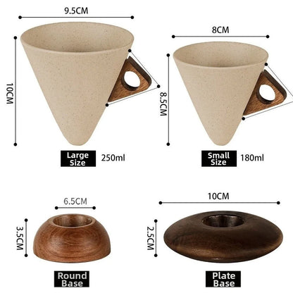 Measurement chart of coffee filter cones with different sizes and bases.
