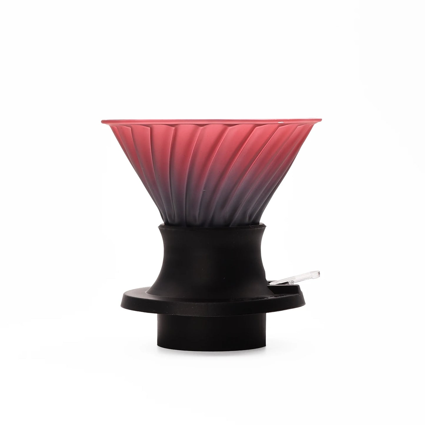 Red and black coffee filter on a white background