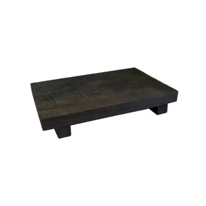 Dark wooden platform on a white background