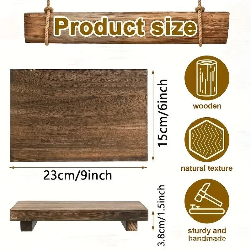 Wooden product with dimensions and features on a white background