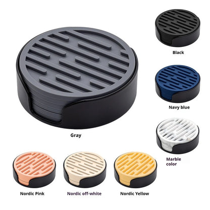 Round silicone mat in various colors on a white background