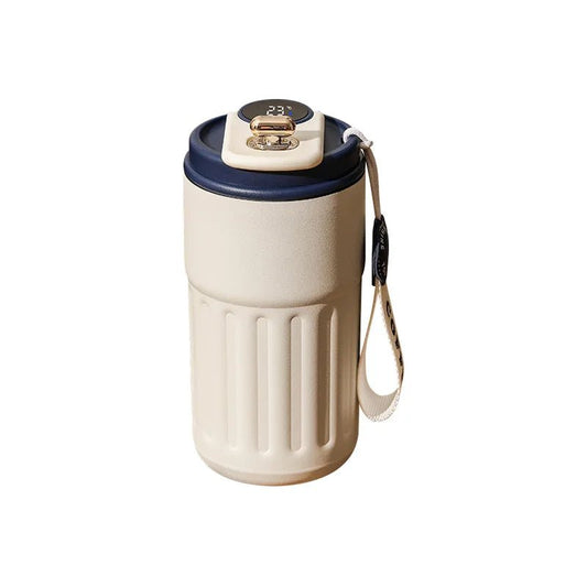 white and blue smart-coffee-tumbler